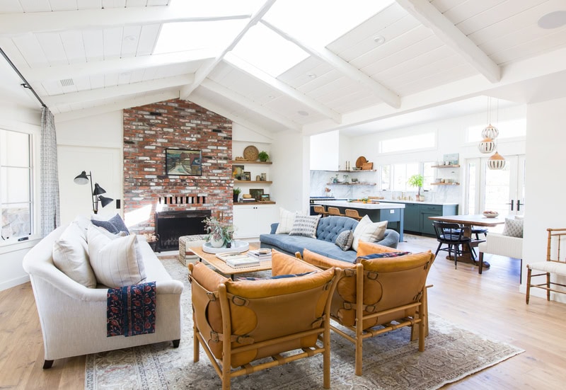 Californian-Inspired Luxury Aesthetic idea featuring blue and white living room designed by Amber Lewis