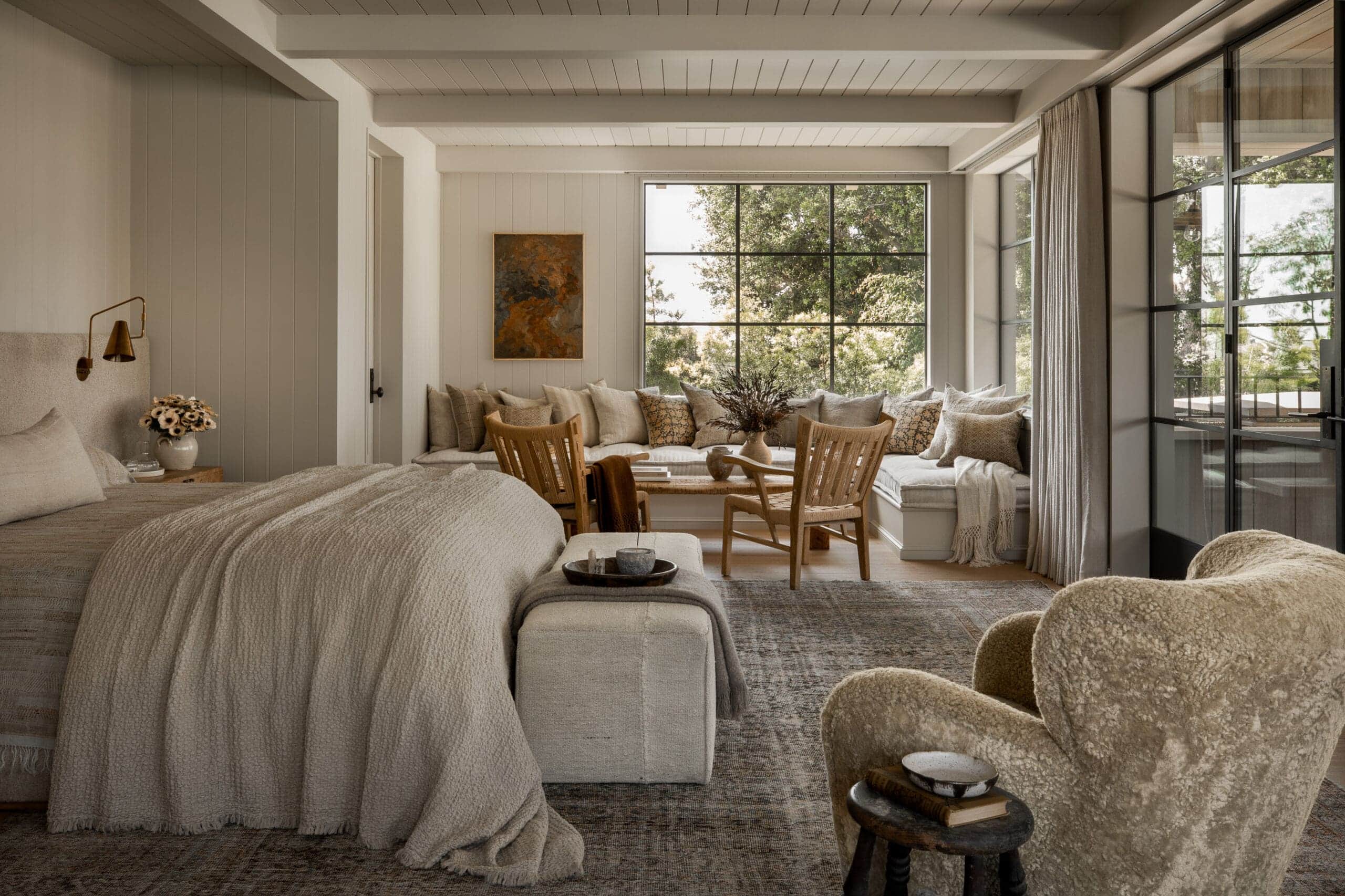 Californian-Inspired Luxury Aesthetic idea featuring sophisticated new traditional style bedroom designed by Amber Lewis