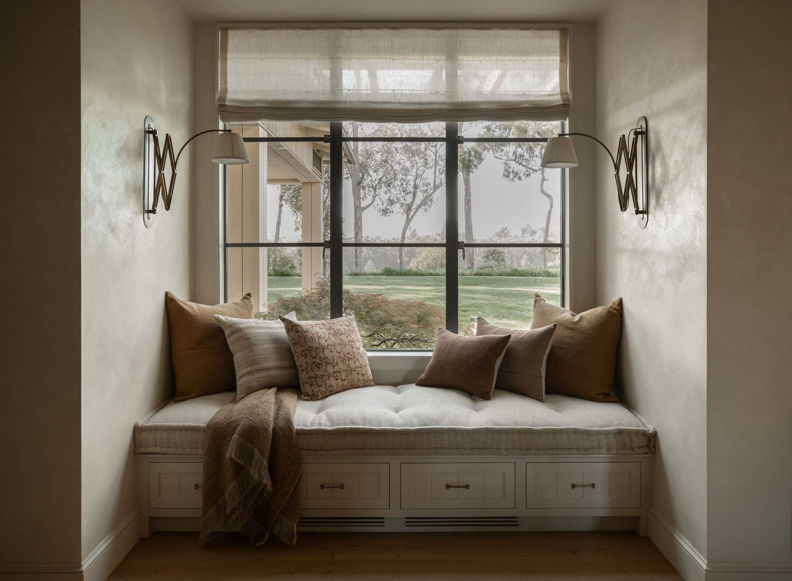 California-Inspired Luxury Aesthetic idea featuring window nook with seat designed by Amber Lewis