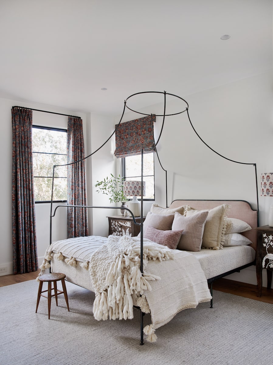 Californian-Inspired Luxury Aesthetic idea featuring sophisticated new traditional style bedroom designed by Amber Lewis