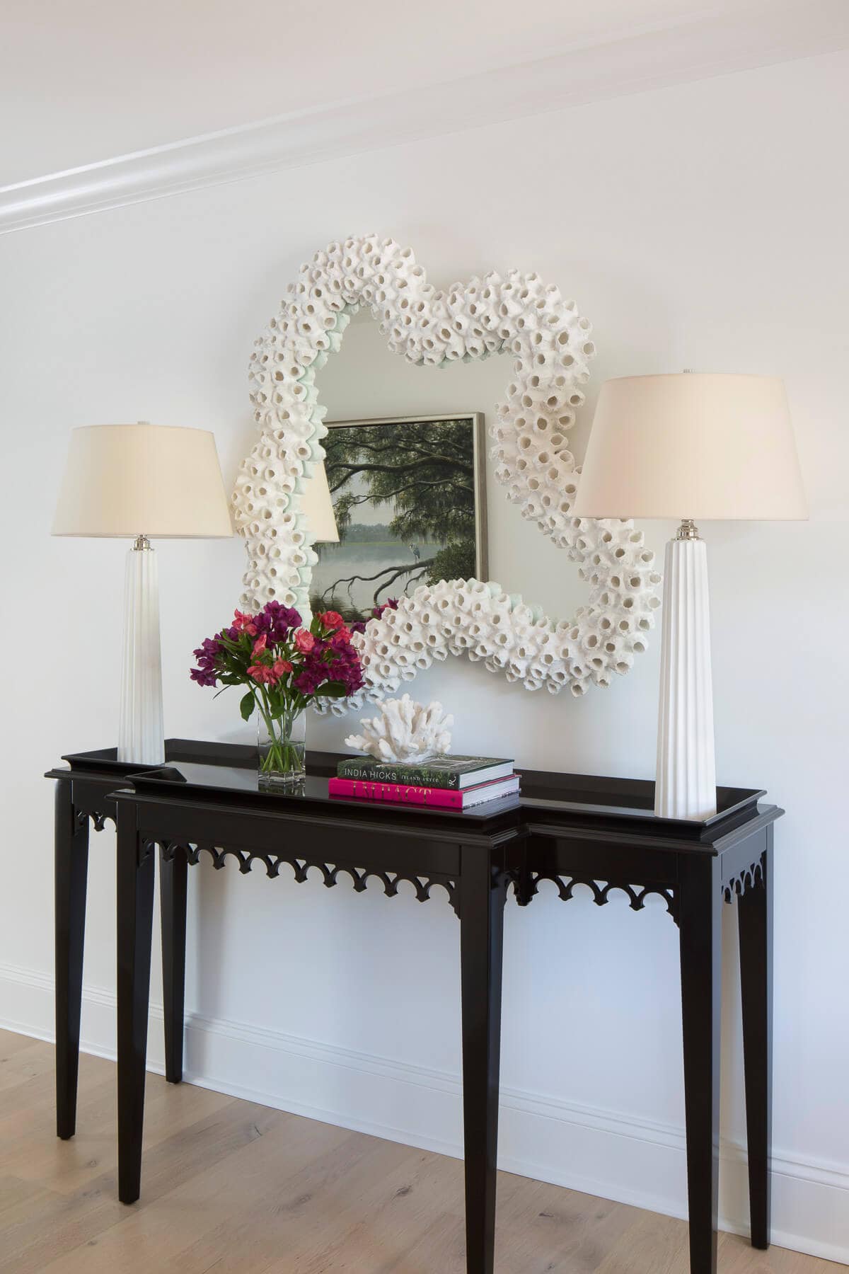 Preppy and coastal beach-style entryway featured in John's Island home tour