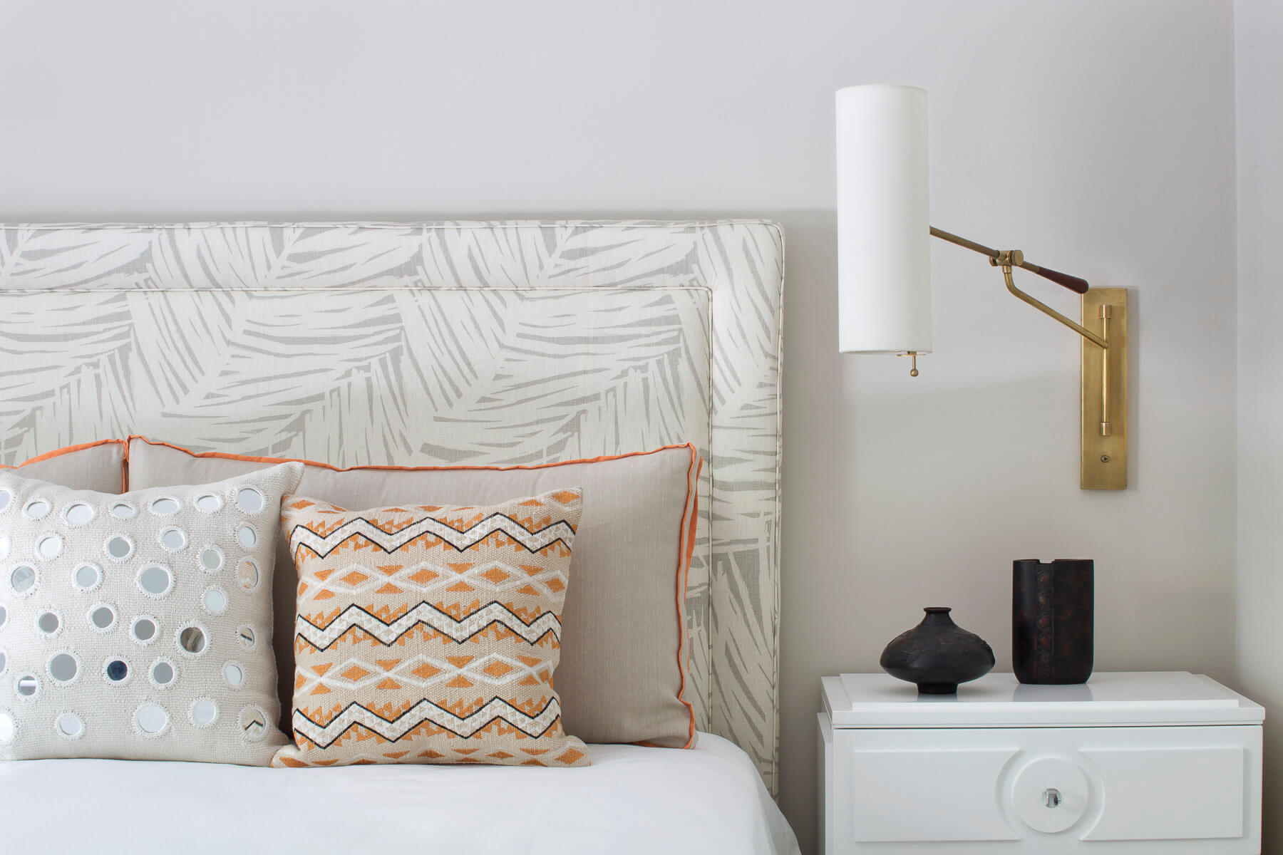 Preppy and coastal beach-style bedroom featured in John's Island home tour