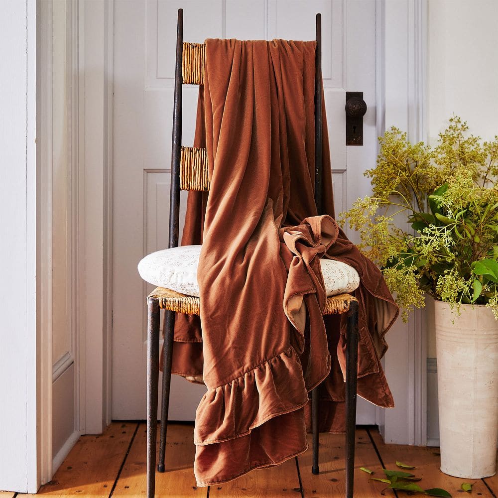 velvet ruffle throw