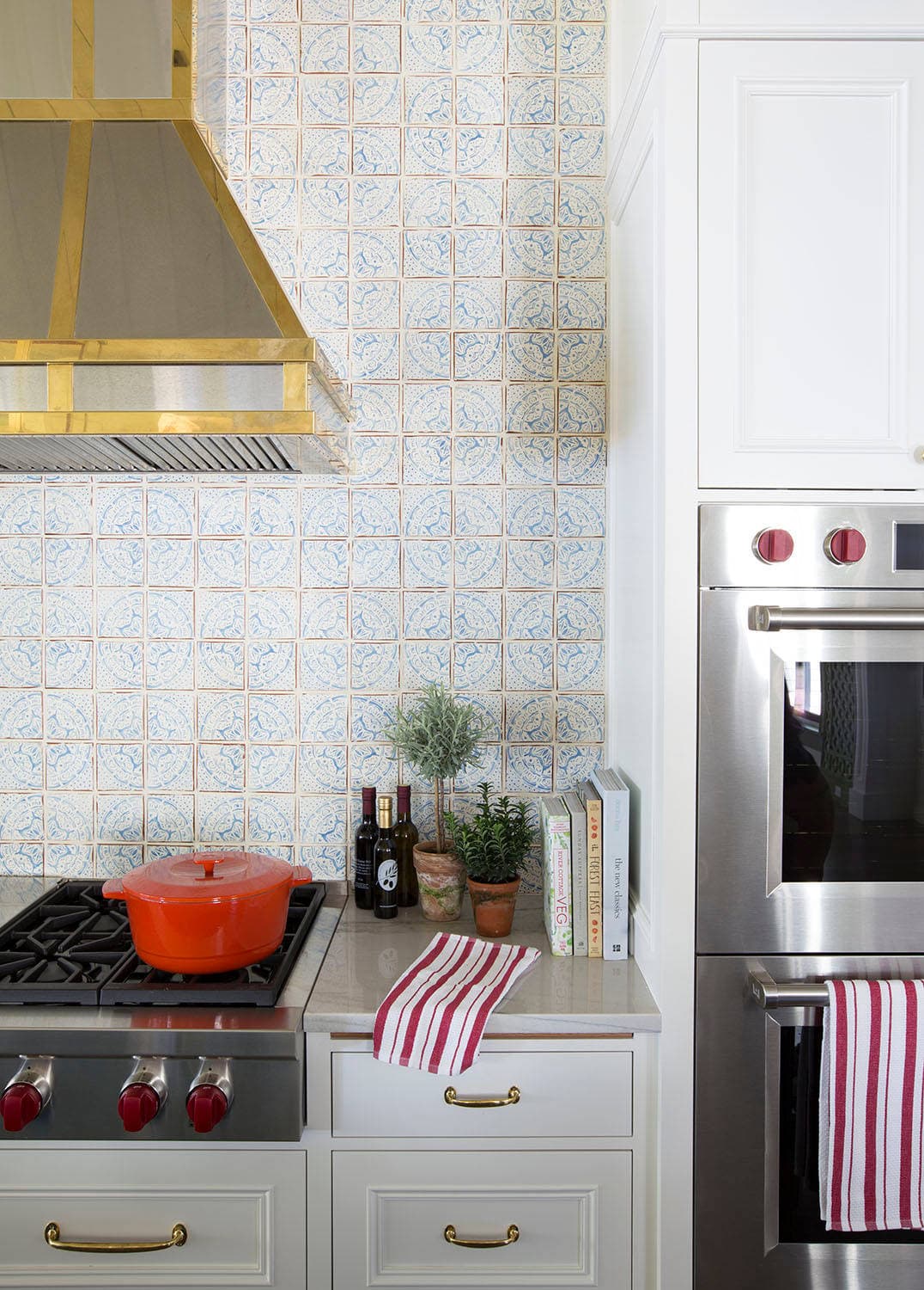 Coastal lake house with colorful tropical accents featuring a kitchen