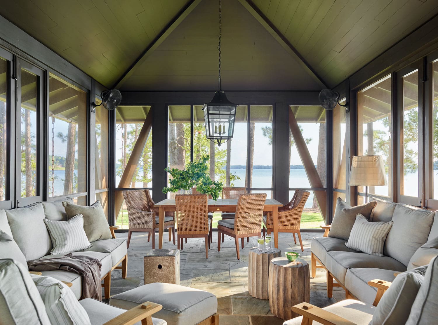 Designer Spotlight about Ashley Gilbreath Interiors Design project featuring a living room in a traditional style mixed with coastal and modern home accents.