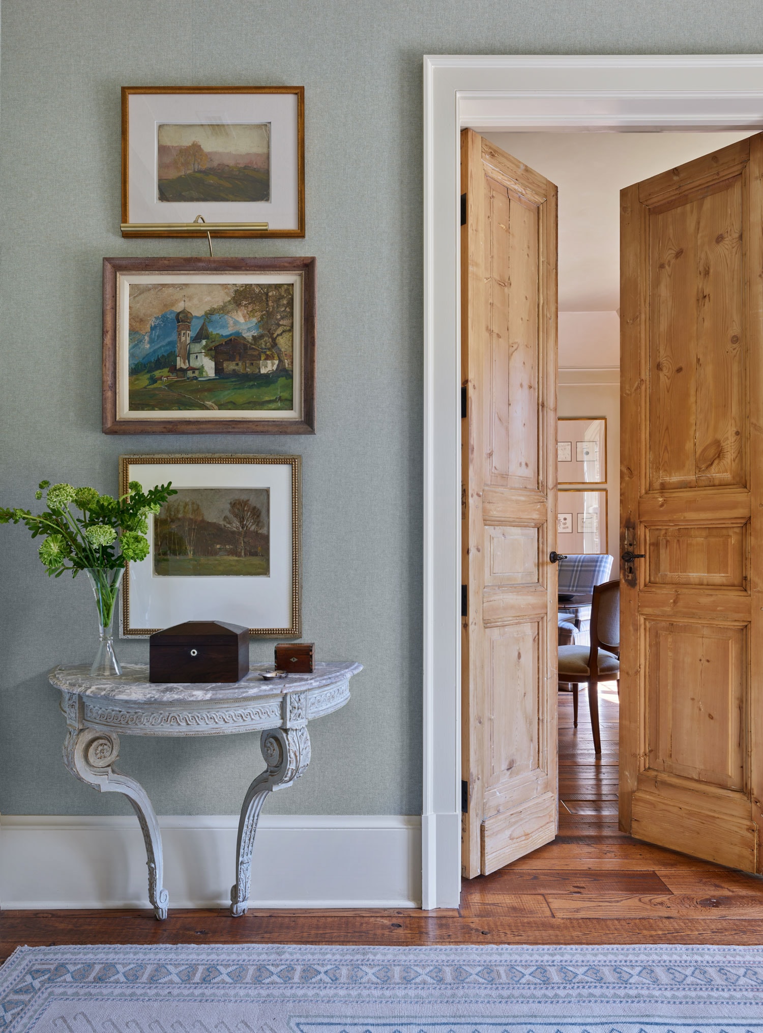 Designer Spotlight about Ashley Gilbreath Interiors Design project featuring a entryway with traditional style with modern touches.