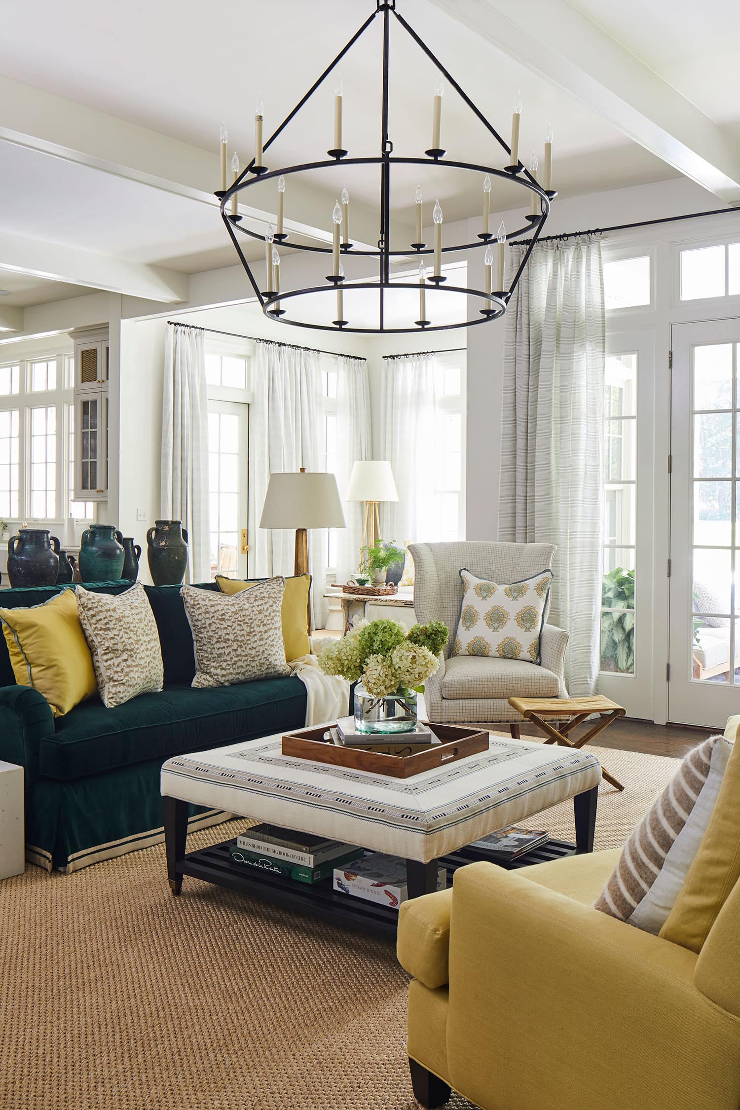 Designer Spotlight about Ashley Gilbreath Interiors Design project featuring a living room with traditional style with contemporary touches.