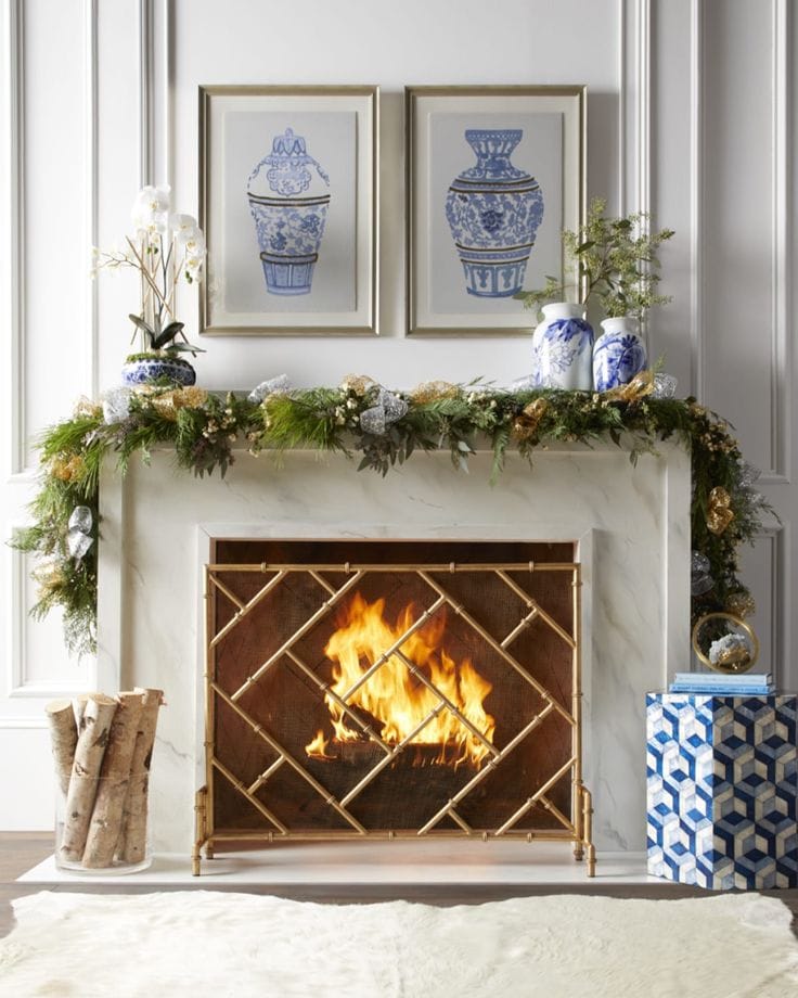 Fall mantel ideas for living room decor featuring a coastal mantel