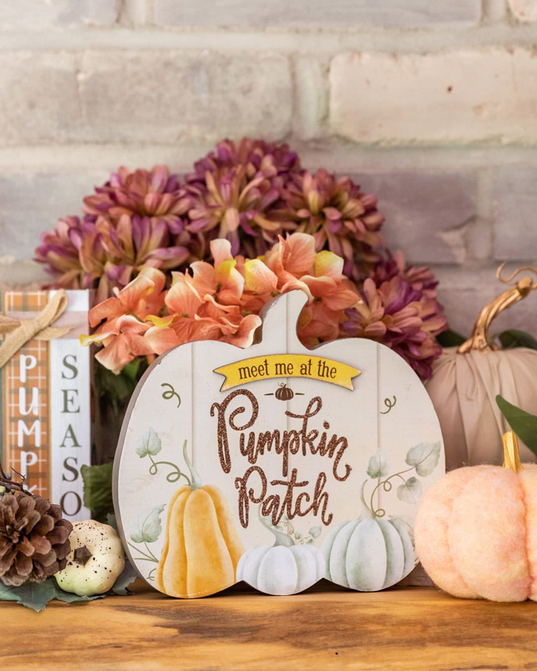 Fall decor idea featuring fall sign in farmhouse style from the dollar store