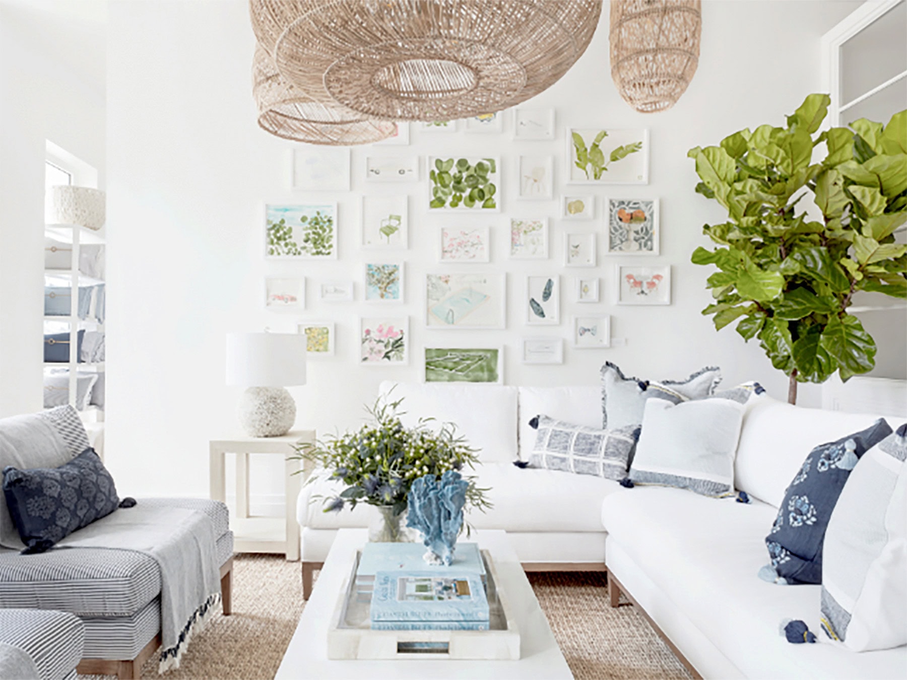 Modern living room decor ideas featuring a transitional living room with a coastal style.