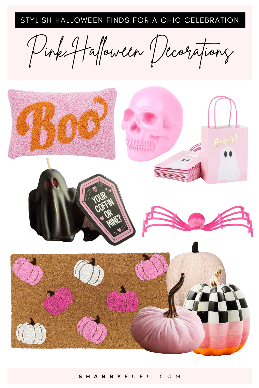 Collage featuring Pink halloween decorations