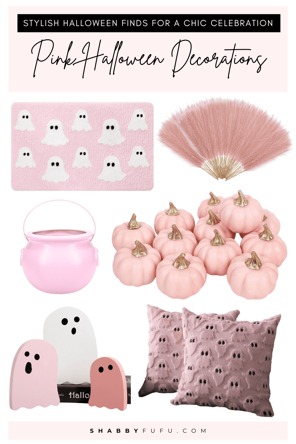 Collage featuring Pink halloween decorations