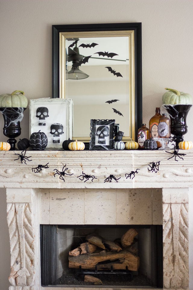 mantel example of easy DIY Halloween decorations idea