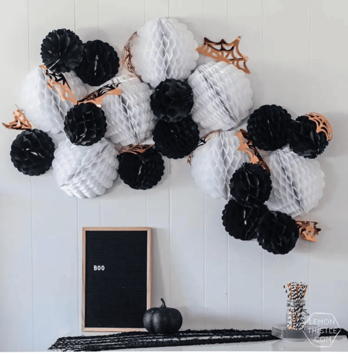 paper garland example of easy DIY Halloween decorations idea