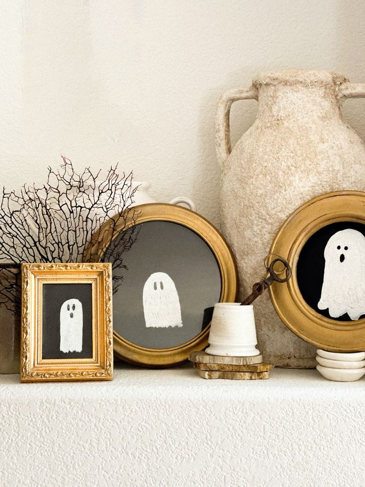 ghost framed illustrations example of easy DIY Halloween decorations idea