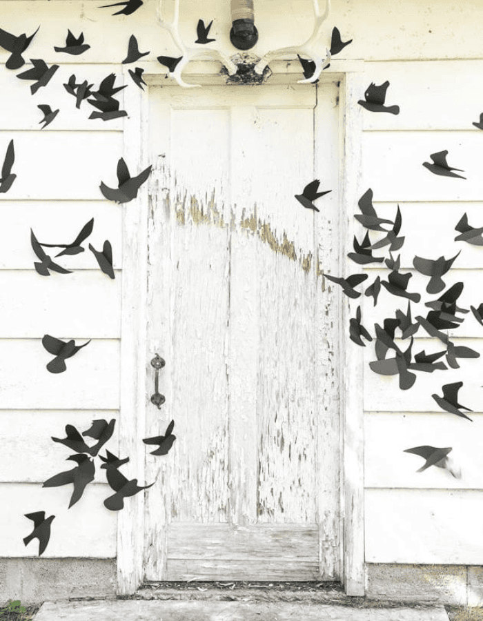 front door example of easy DIY Halloween decorations idea