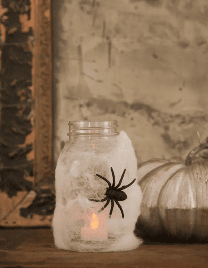 candle spider example of easy DIY Halloween decorations idea