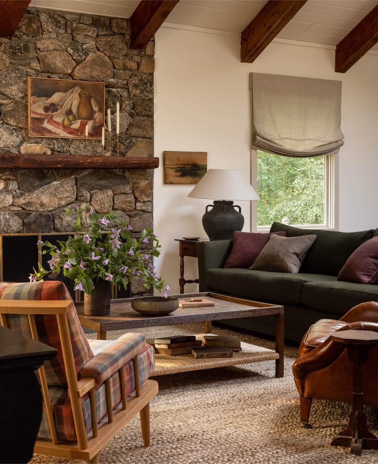 Fall decor for living room idea featuring rustic transitional living room