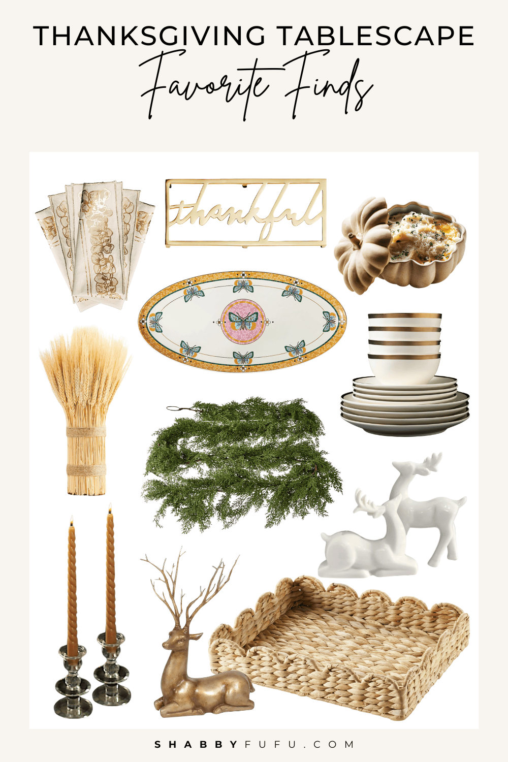 Product collages featuring Thanksgiving Tablescape Favorite Finds