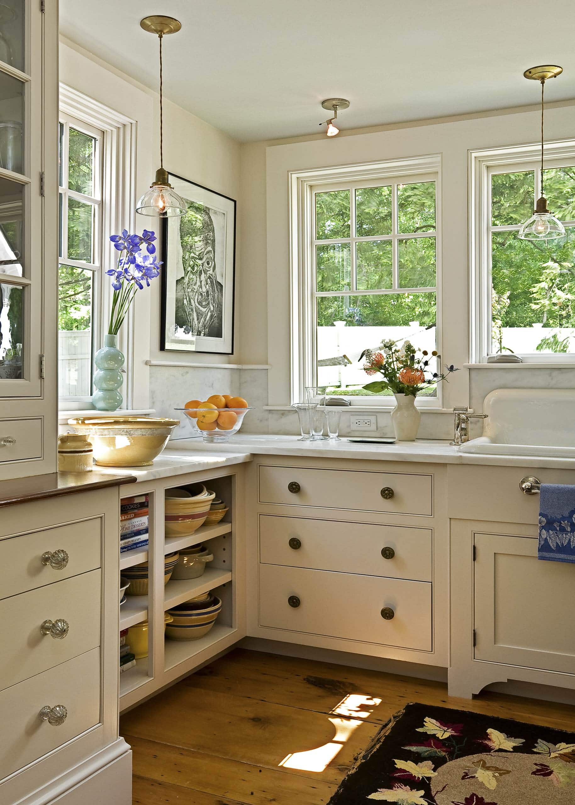 Example of kitchen in traditional classic style of how to mix metals when decorating