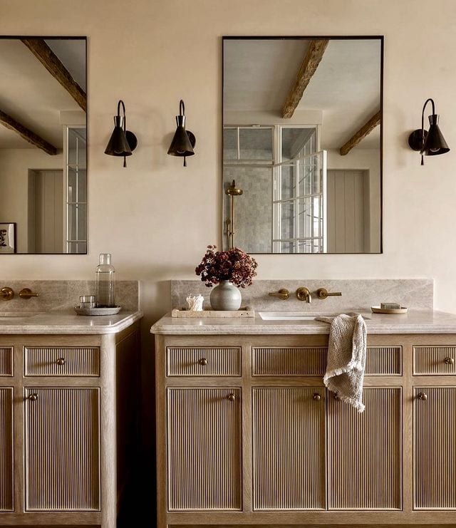 Example of bathroom in modern transitional style of how to mix metals when decorating