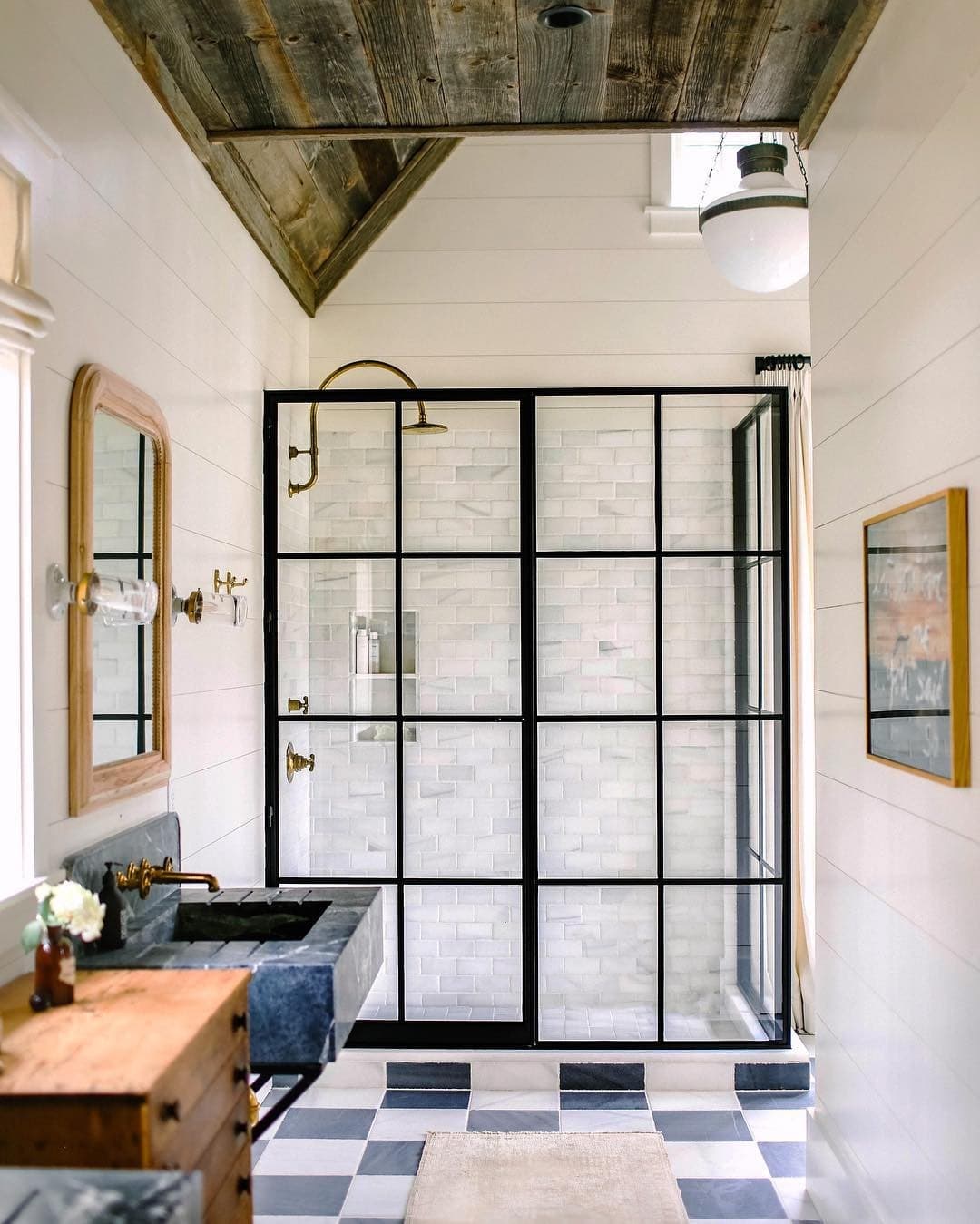 Example of bathroom in transitional style of how to mix metals when decorating