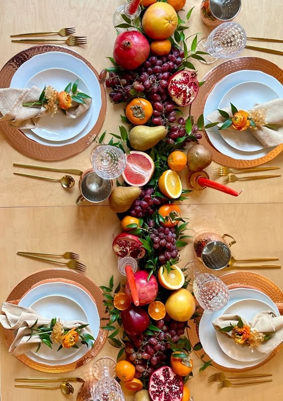Example of fruit themed Thanksgiving Tablescape Ideas to Wow Your Guests