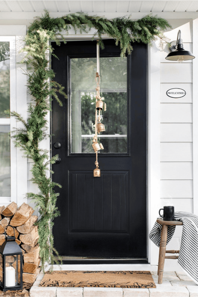 Create magical Christmas porch decor with these ideas example featuring a minimalist-style porch