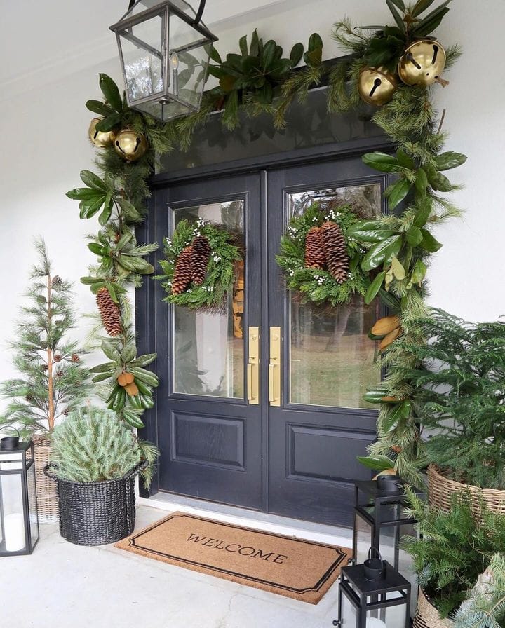 Create magical Christmas porch decor with these ideas example featuring a traditional decorated front porch