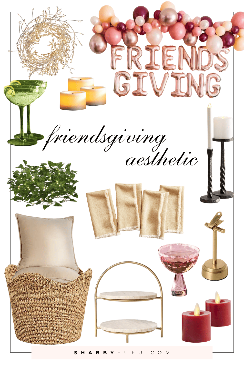 Friendsgiving Aesthetic collages featuring products for inspiration decor