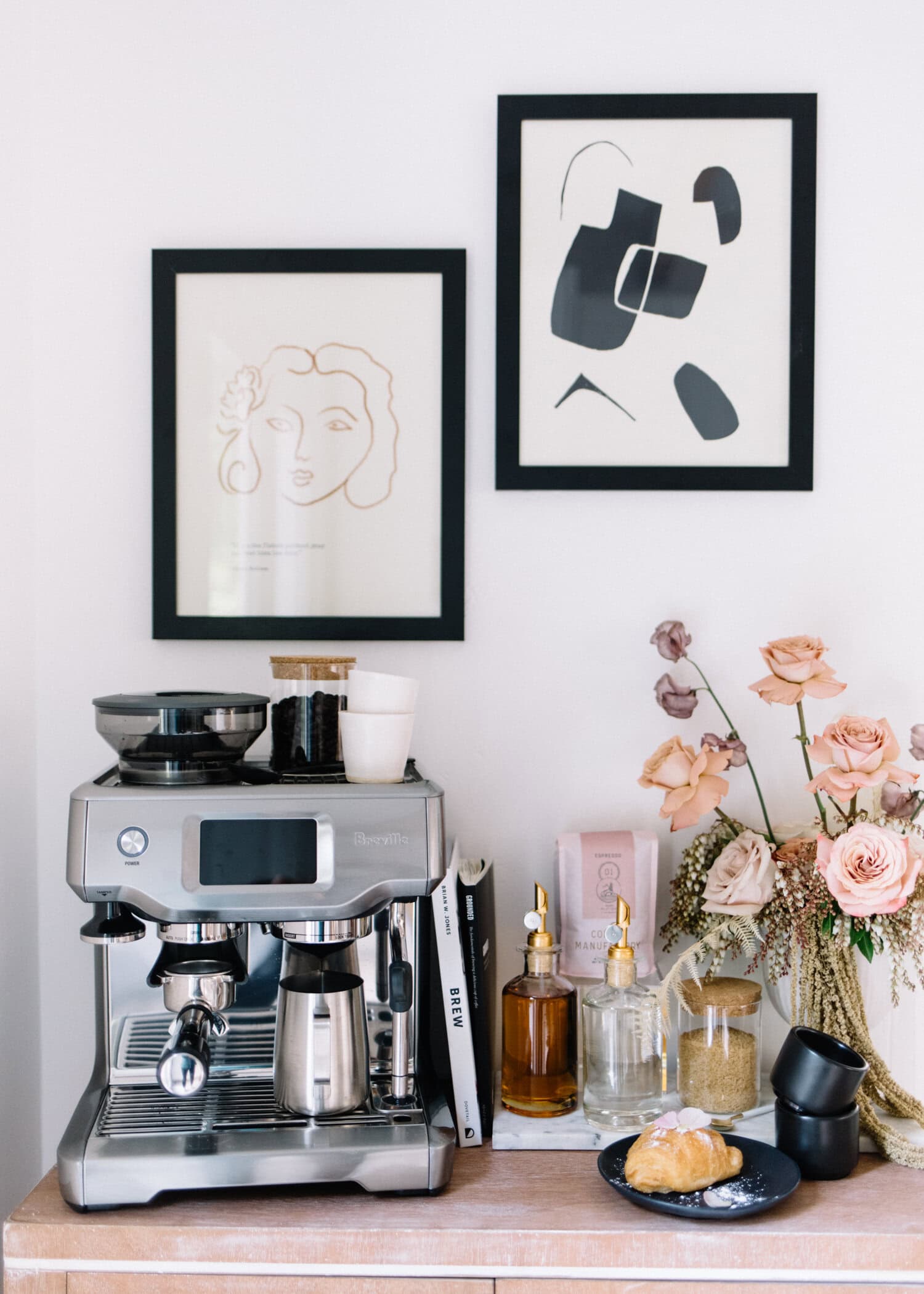 Friendsgiving Aesthetic inspiration idea featuring a cozy coffee bar cart