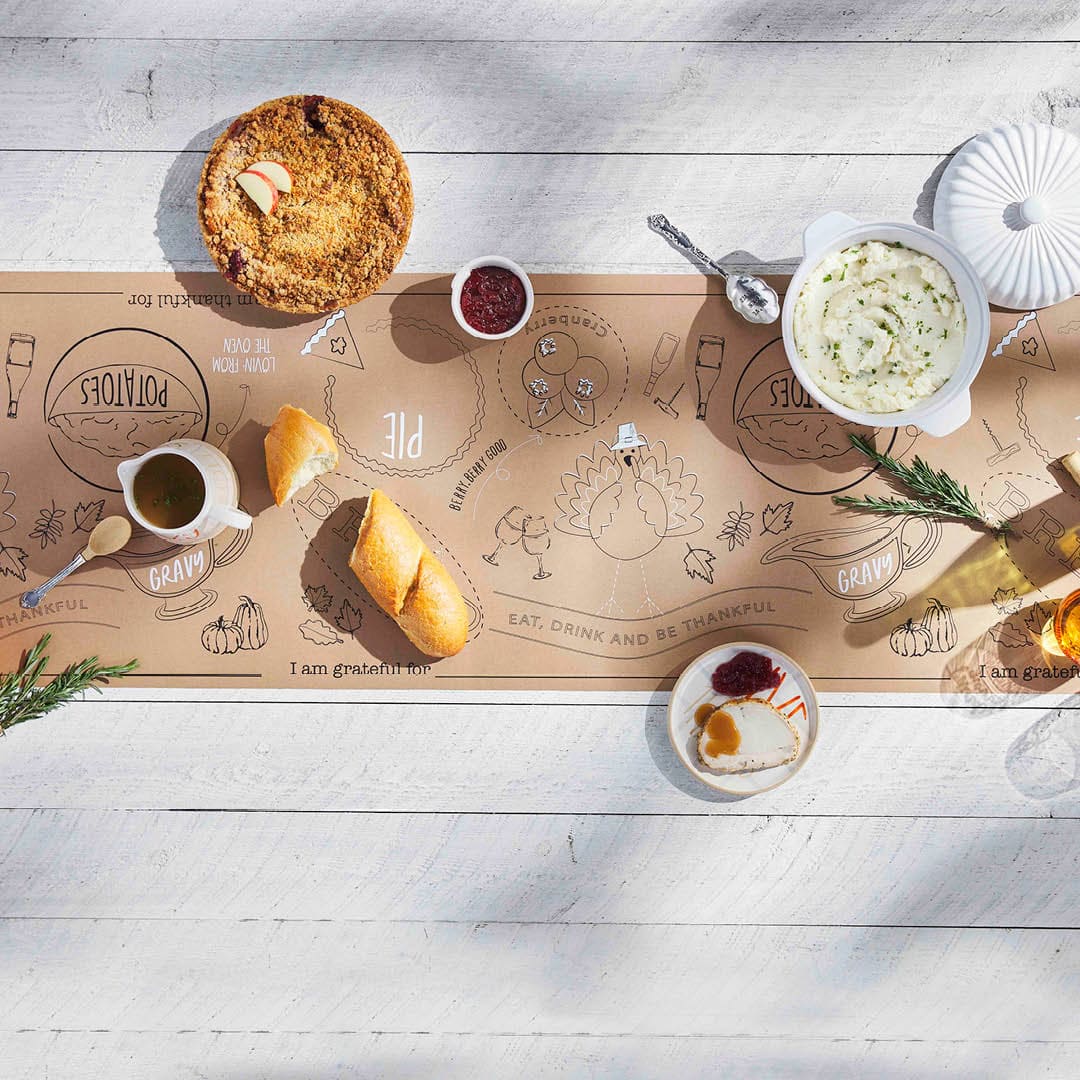 Thanksgiving kids table fun decor idea featuring printable runner