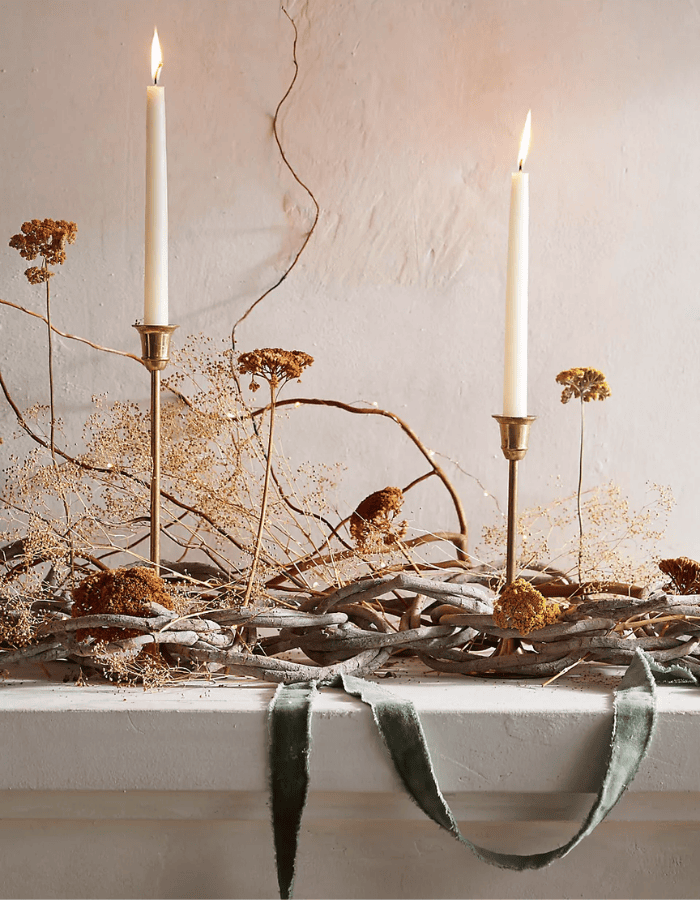 How to decorate for Thanksgiving example featuring fireplace mantle