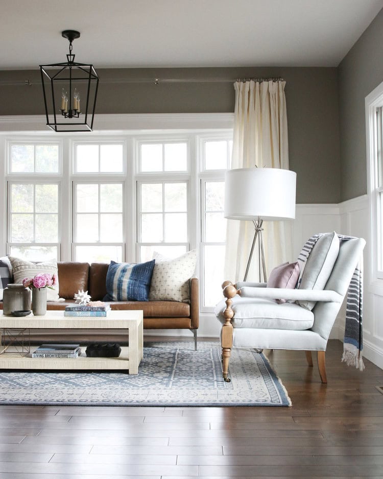Image shown as example of living room area rugs in a modern transitional style