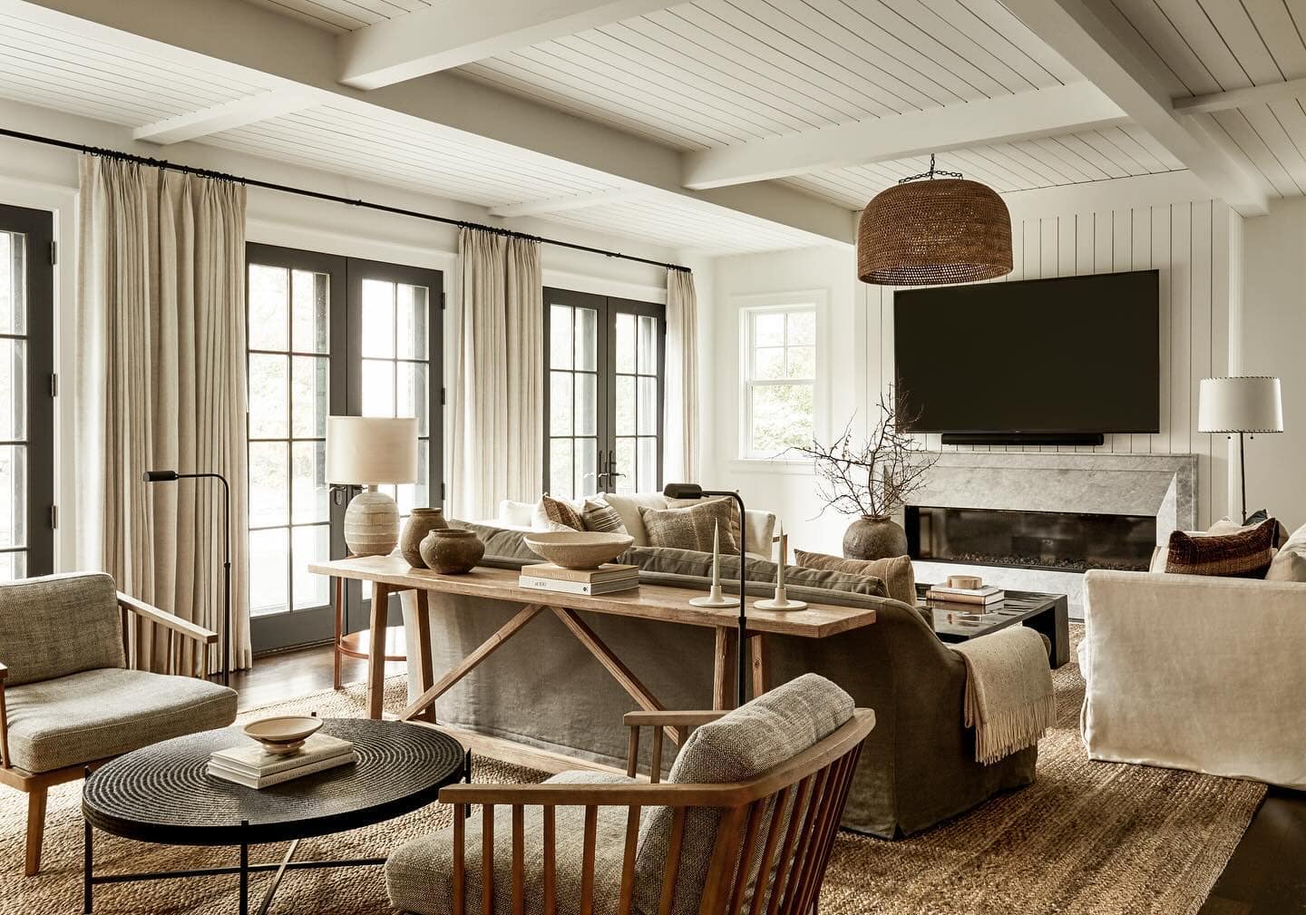 Image shown as example of living room area rugs in a modern traditional style