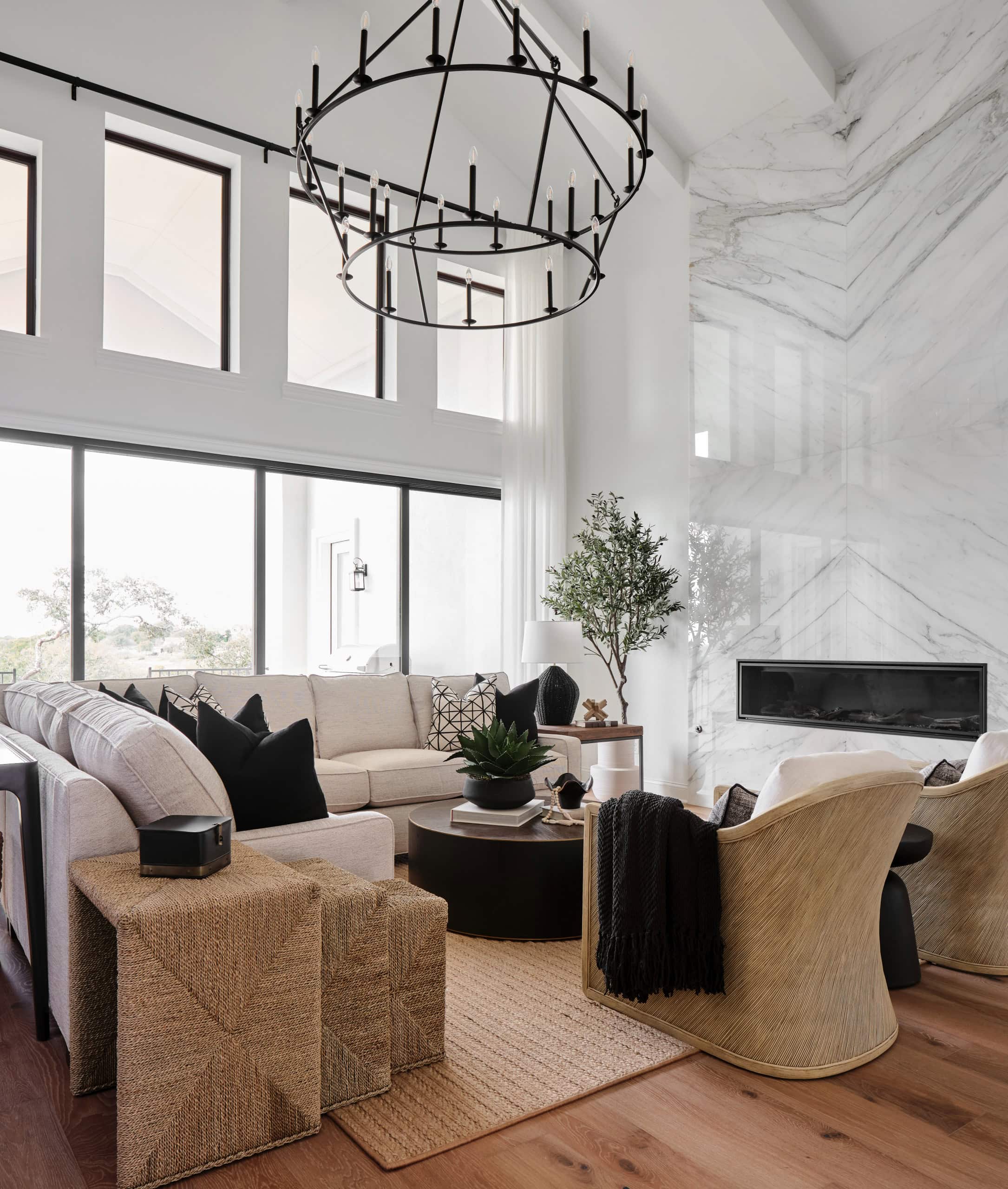 Image shown as example of living room area rugs in a modern traditional style