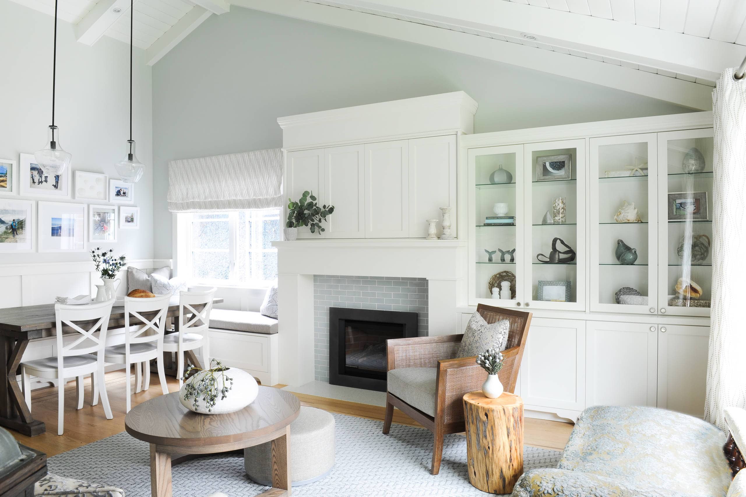 Image shown as example of living room area rugs in a modern coastal style