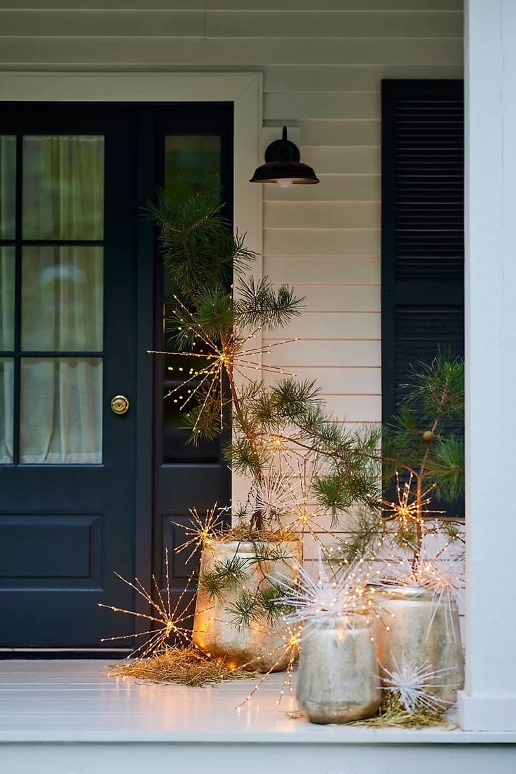Example of entryway showcasing New Year's decorations in modern traditional style along with other new years decorations tips and examples.