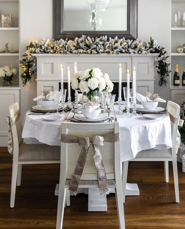 Christmas tablescape idea in a glam traditional style