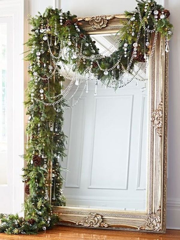 Example of entryway showcasing New Year's decorations in modern traditional style along with other new years decorations tips and examples.