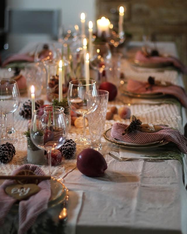 Christmas tablescape idea in a classy traditional style