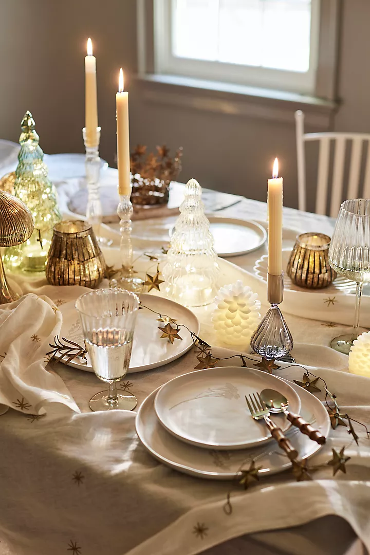 Christmas tablescape idea in a glam traditional style