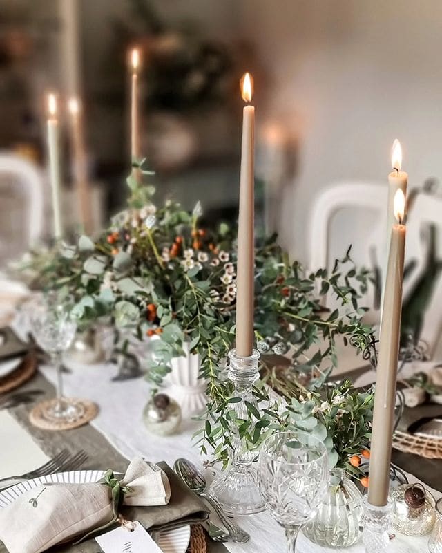 Christmas tablescape idea in a glam traditional style