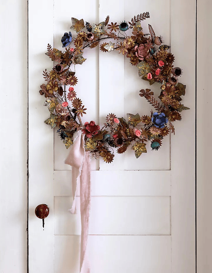 Christmas Wreath idea featuring wreath on interior door