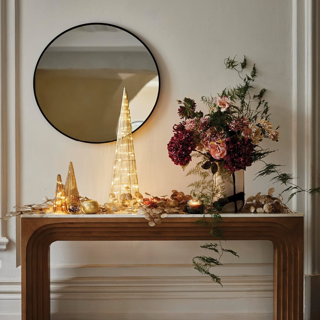 Holiday entryway idea featuring an foyer in modern rustic style