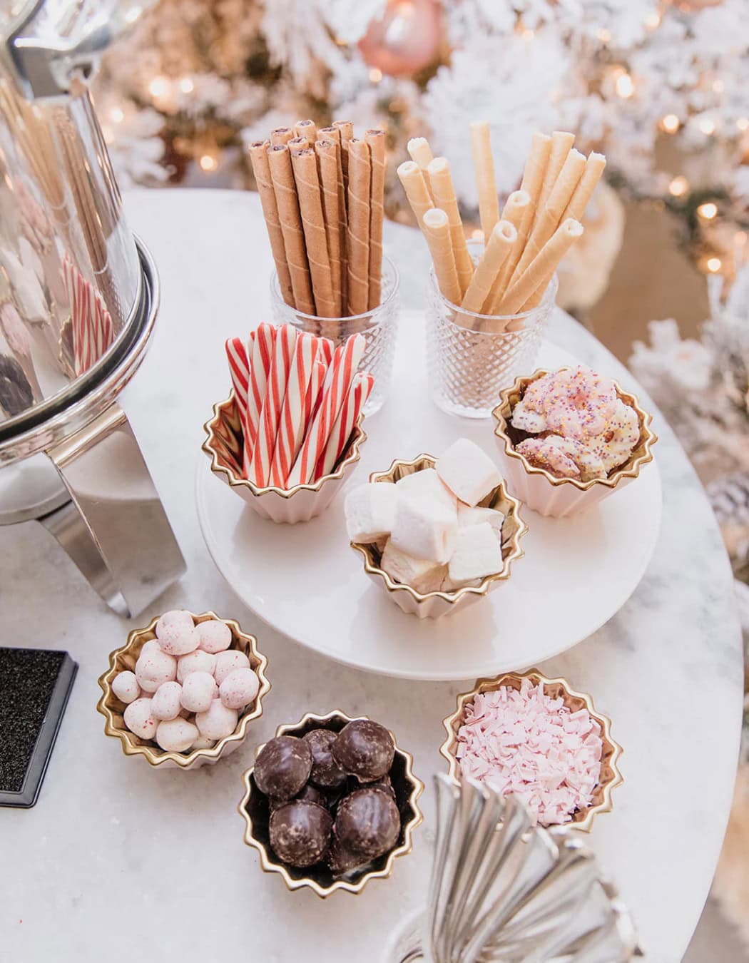 Holiday movie night ideas featuring a Christmas themed snack bar for movie nights
