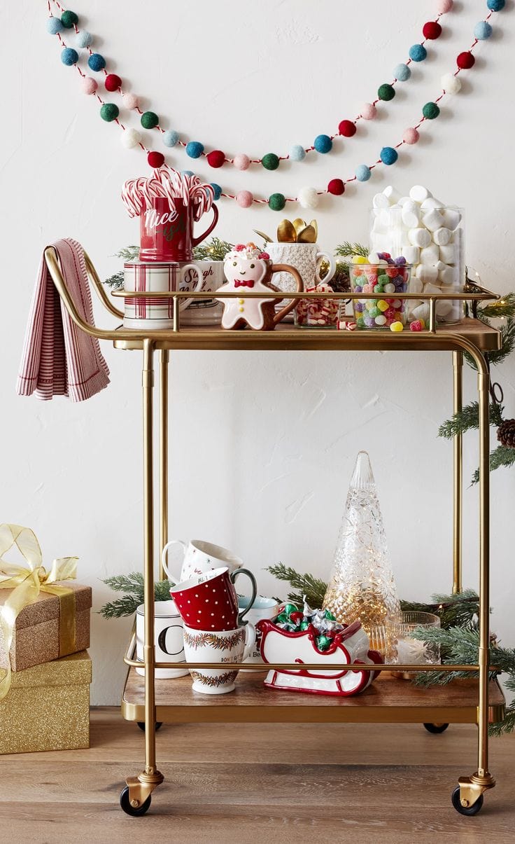 Holiday movie night ideas featuring a Christmas themed snack bar for movie nights