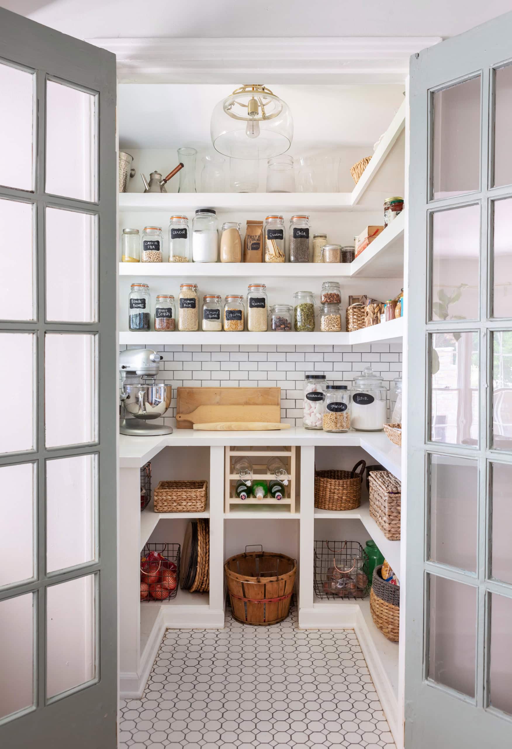 Declutter before new year idea featuring a organized walk in pantry