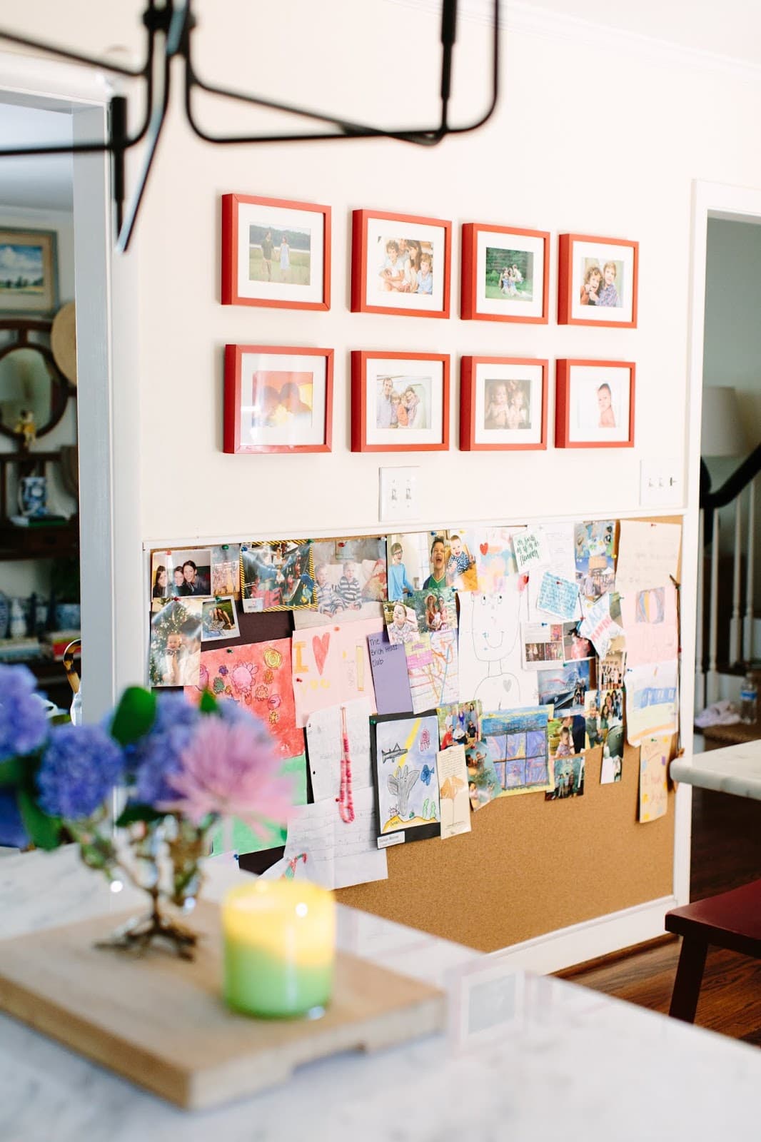 Ideas to display your kids' holiday artwork around the home featuring gallery wall