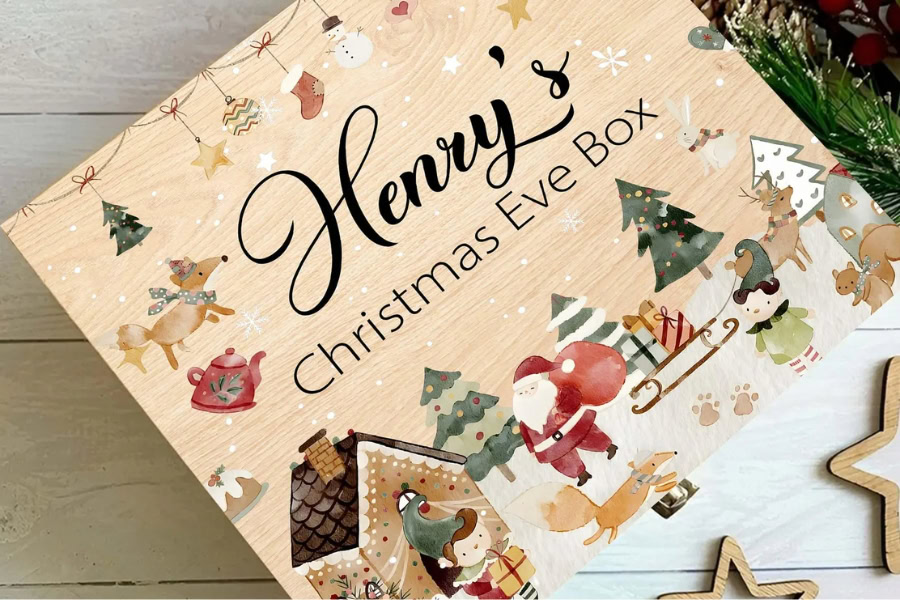 family Christmas traditions idea featuring christmas eve box